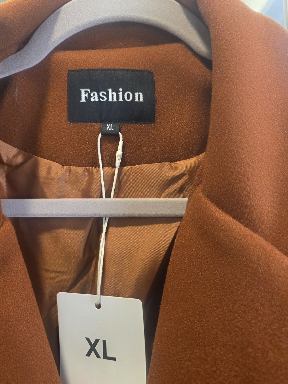 Women's Rust Orange Wool-Blend Coat - XL